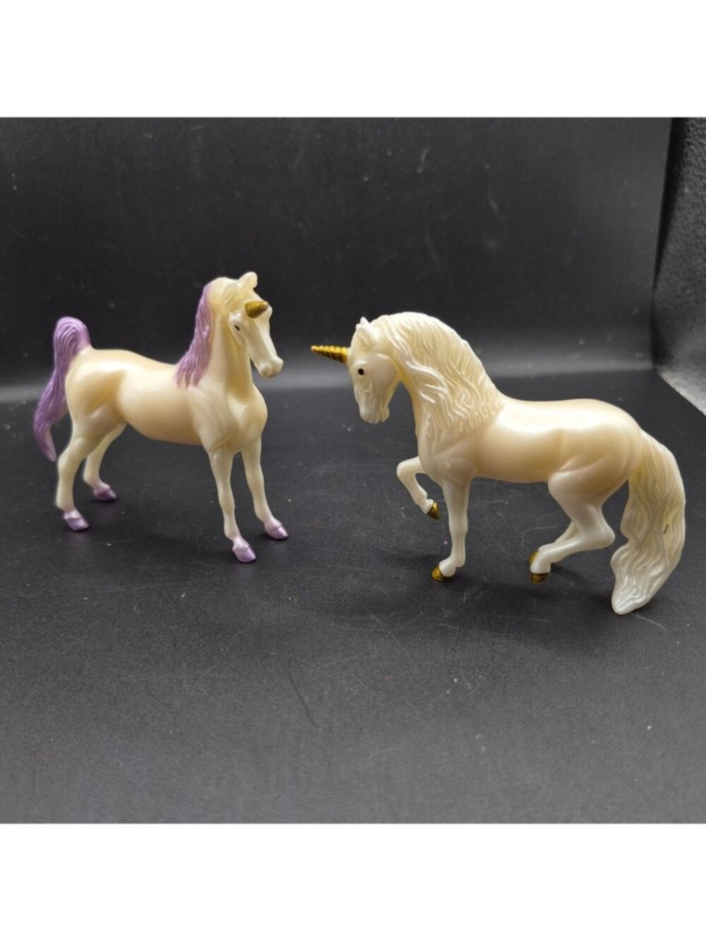 Breyer Vintage Unicorn Stablemate Figures With Purple & Gold Details Set of 2